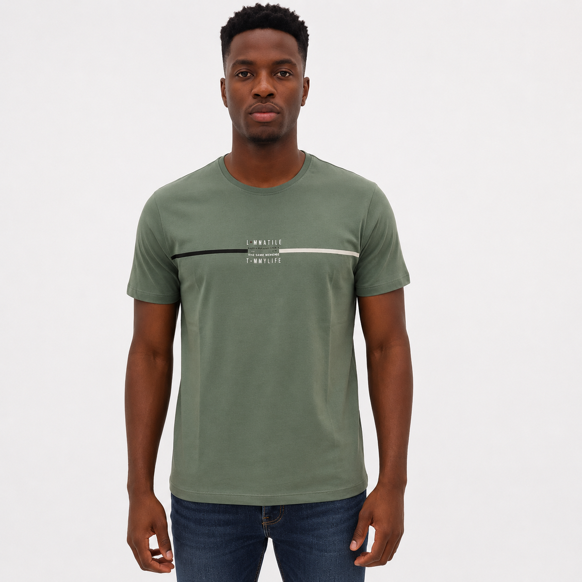 T-shirt homme en coton lycra – coupe standard avec design graphique moderne-88499