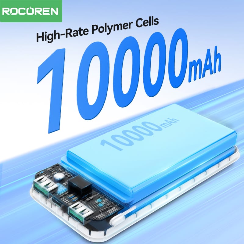 باور بانك Rocoren Haoyue Plus بسعة 10000 مللي أمبير وشحن سريع 22.5 واط