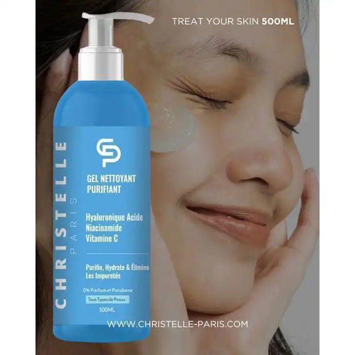 Gel Nettoyant hydratant - Vitamine c, Niacinamide et Hyaluronique Acide pour le visage sans parfum sans paraben, 500 ml