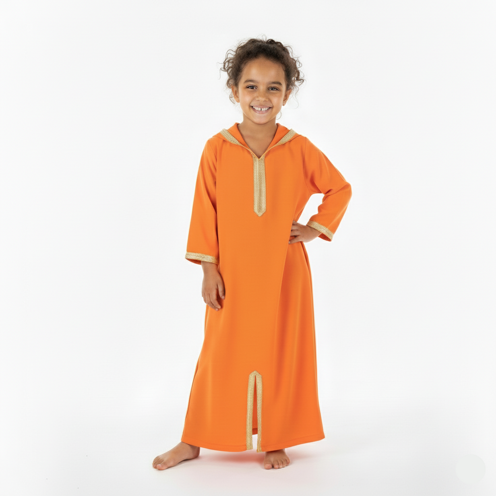 Jellaba Orange mango pour fille