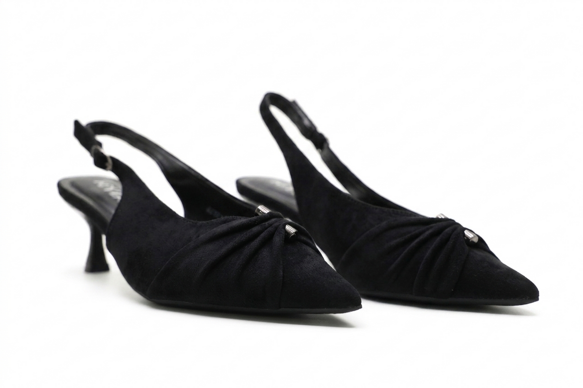 Escarpins Slingback Femme en Suédine à Petit Talon Élégant