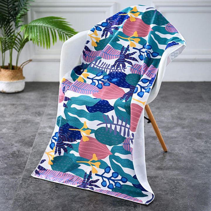 Serviette plage microfibre pliable 2 en 1 anti-sable