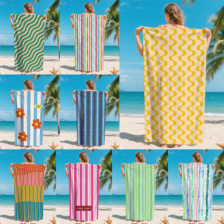Serviette plage microfibre anti-sable motif tropical