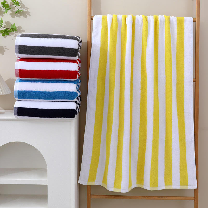 Serviette plage coton turc grande taille luxe rayée