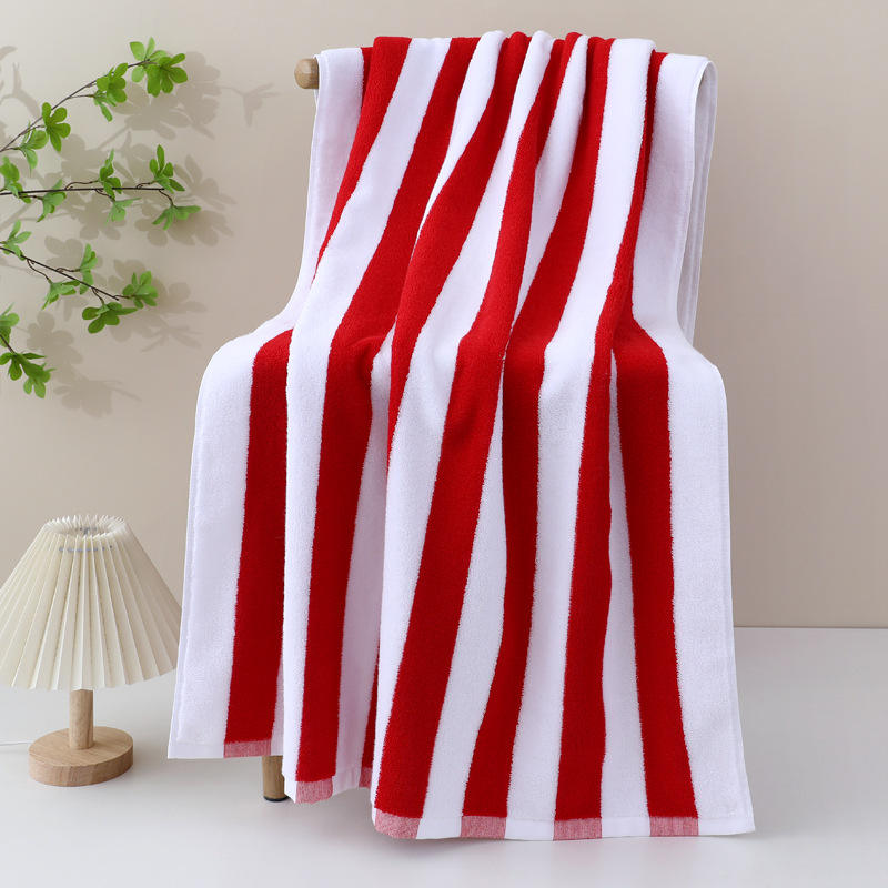 Serviette plage coton turc grande taille luxe rayée