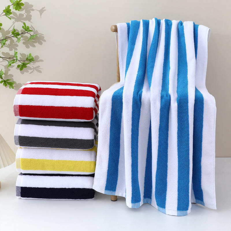 Serviette plage coton turc grande taille luxe rayée