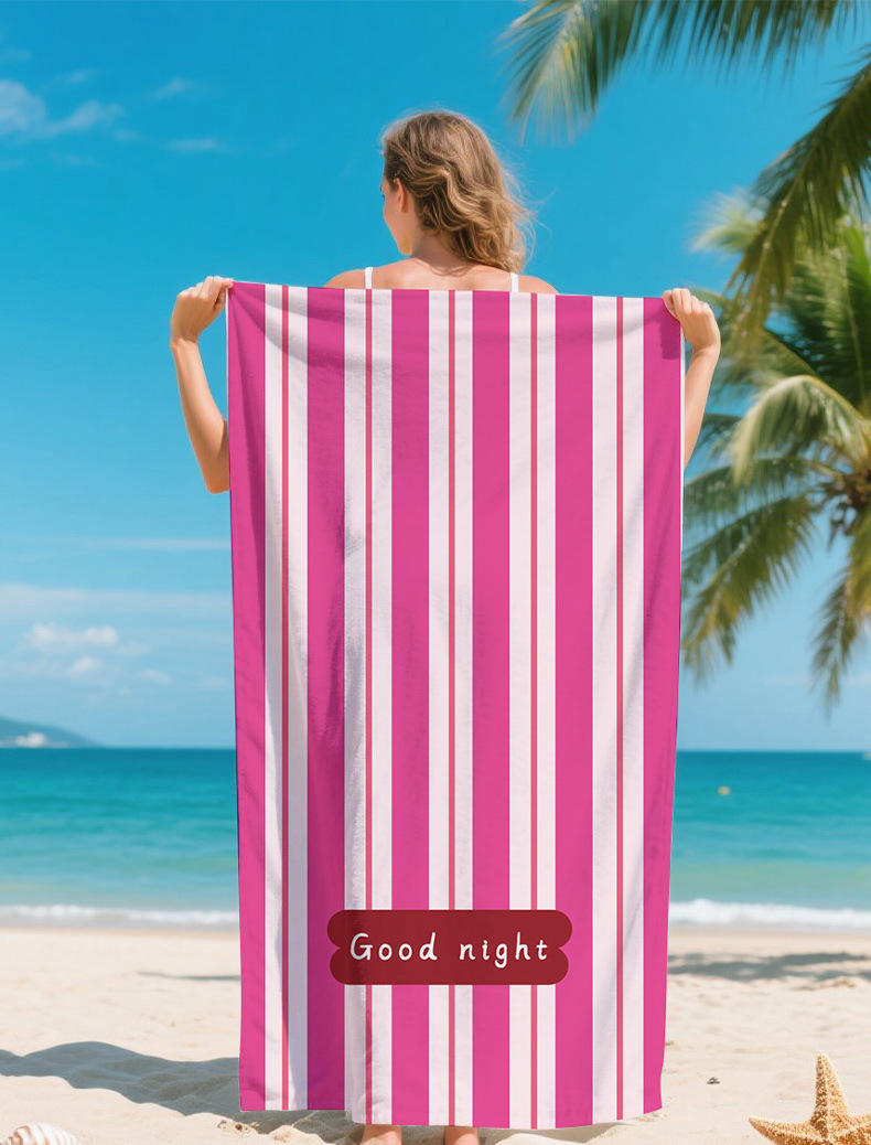 Serviette plage microfibre anti-sable motif tropical