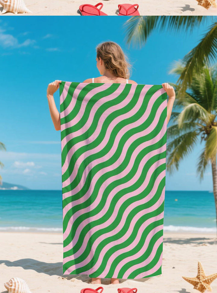 Serviette plage microfibre anti-sable motif tropical