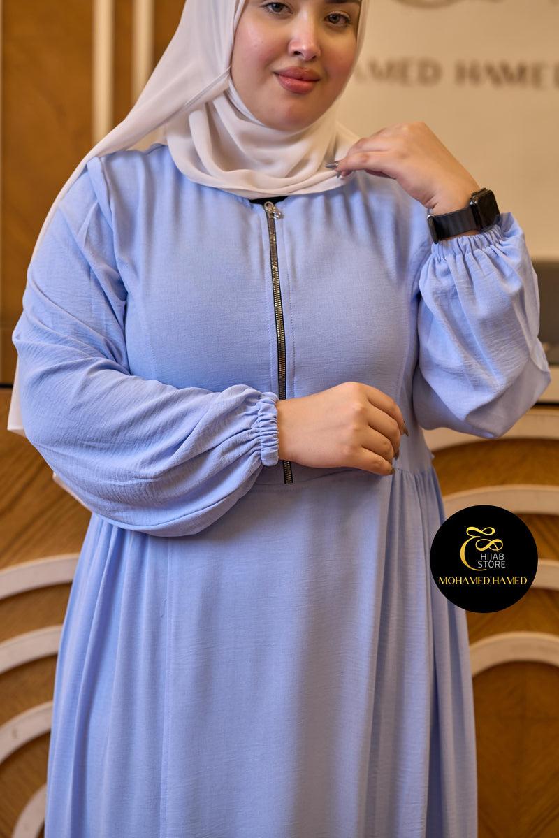 فستان طويل بسحاب أمامي من قماش CY التركي