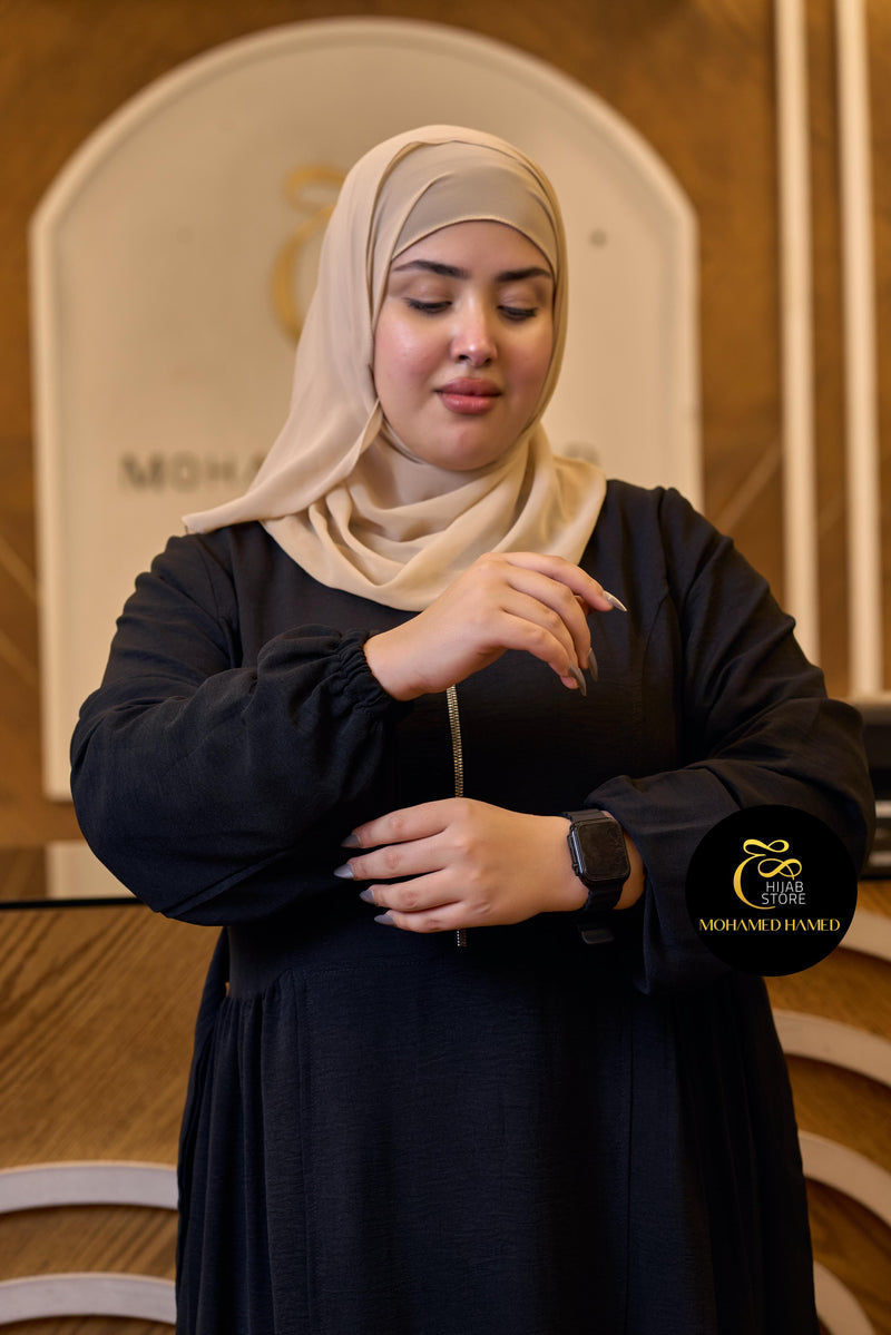 فستان طويل بسحاب أمامي من قماش CY التركي