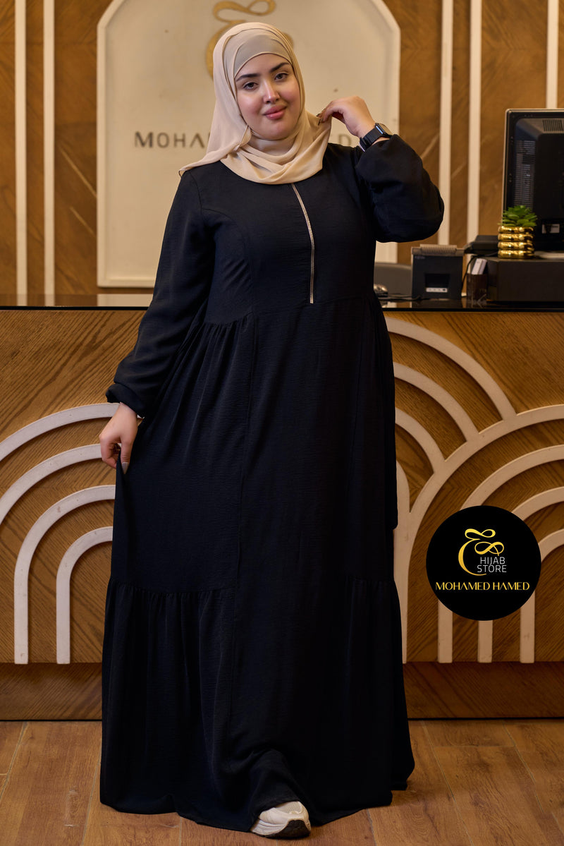 فستان طويل بسحاب أمامي من قماش CY التركي