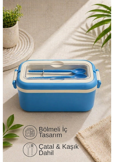 Lunch Box Compartimentée avec Cuillère et Fourchette – 3 Compartiments