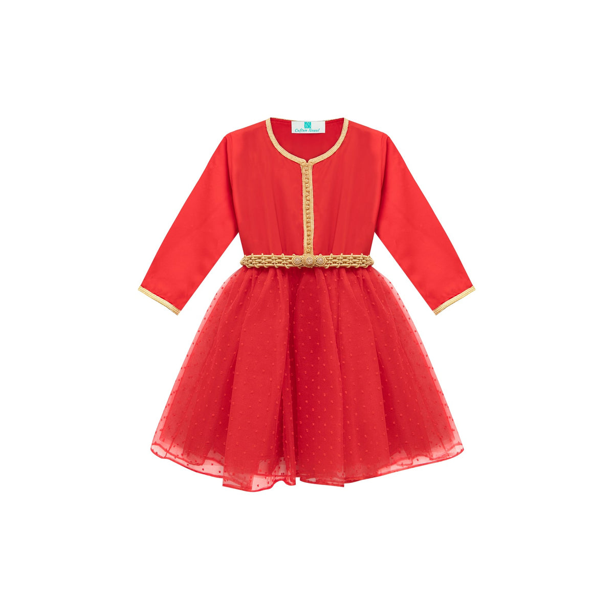 Caftan - Rouge à pois pour fille