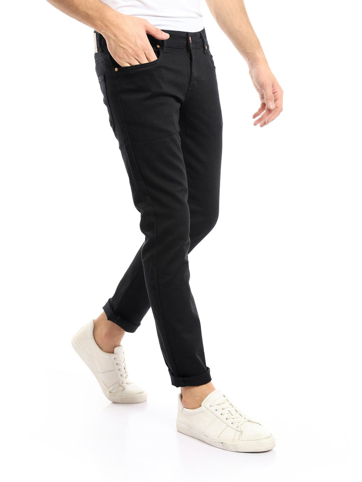 جينز Slim Fit رجالي سادة بتصميم 5 جيوب – كاجوال عصري - JNS22GFDN22958TM1