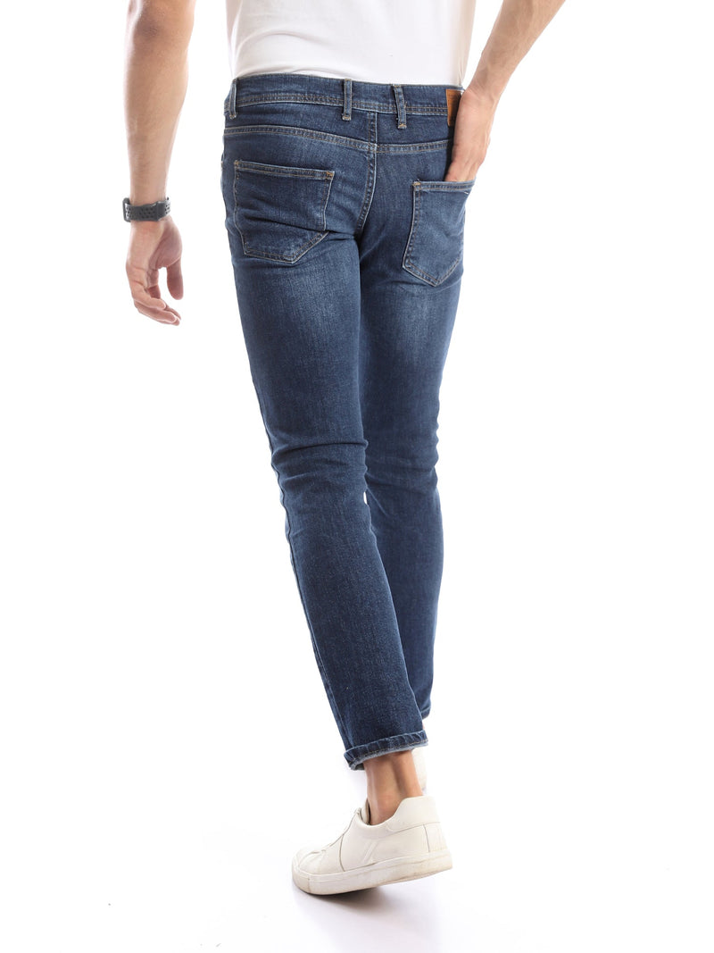 جينز Slim Fit رجالي بتأثير باهت وتفاصيل مستهلكة – كاجوال عصري - JNS22SFDN22726TM1