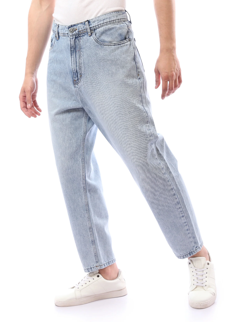 جينز Loose Fit رجالي بقصة واسعة وساق مستقيمة – ستريت وير عصري - JNS23SLBW22651TM1