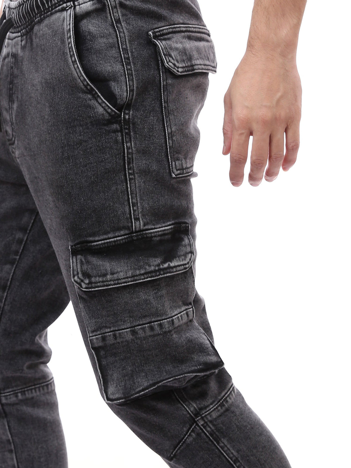 Jogger Cargo Homme en Denim – Taille Élastique & Poches Multiples - JOG24GDPL24267TM1