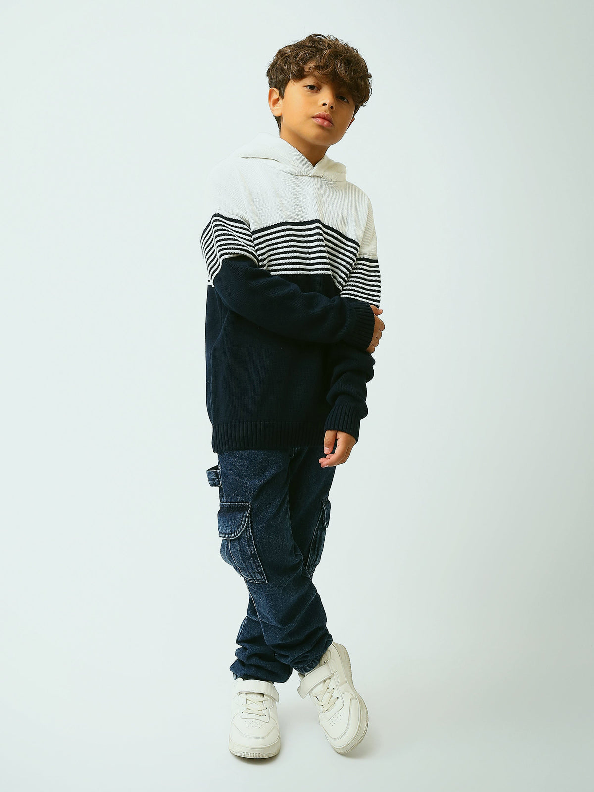 Jogger ado garçon style cargo en denim délavé avec poches à rabat - JOG25GDWL24276TJ1