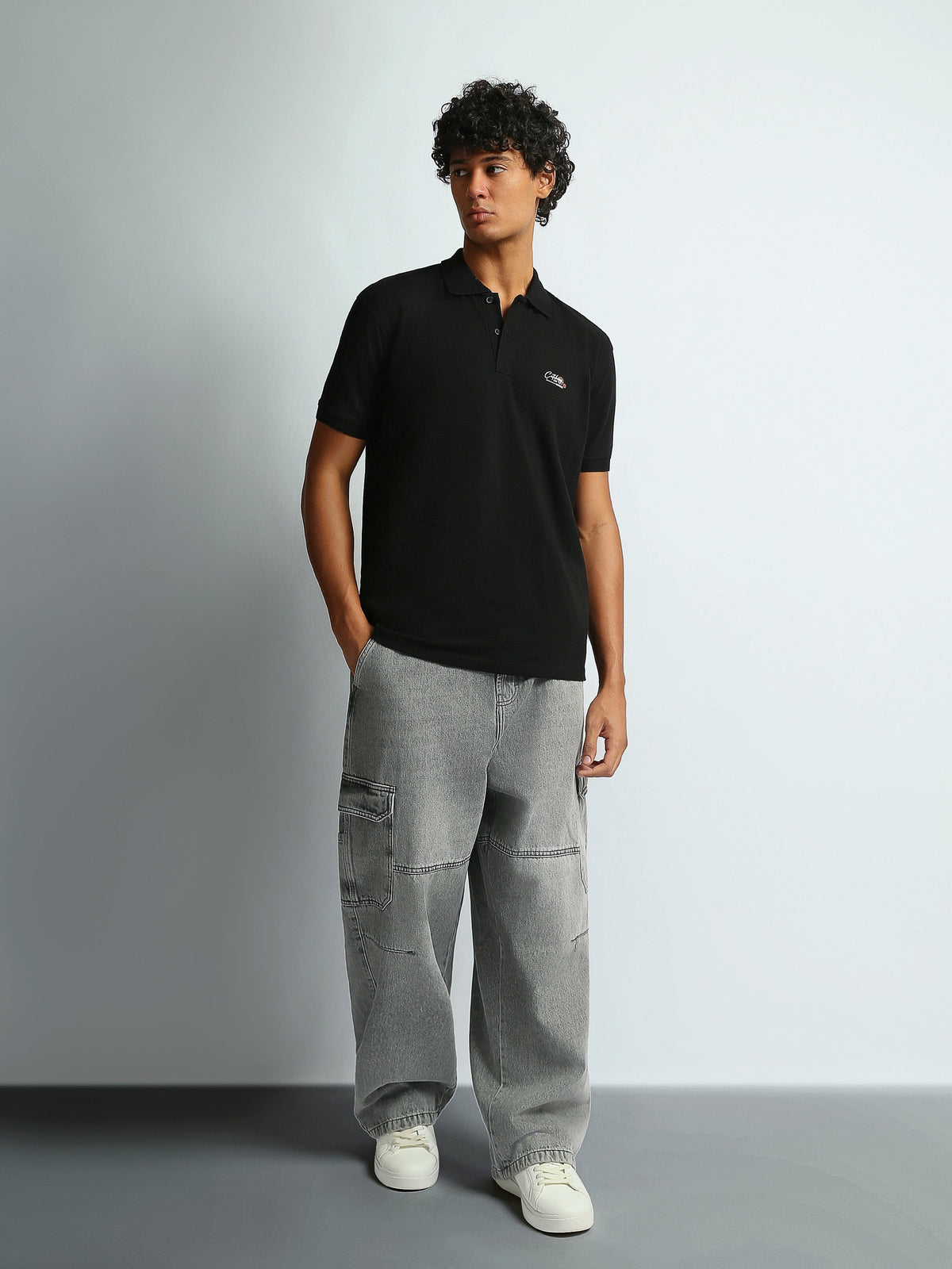 Jean Cargo Homme Gris Délavé à Coupe Baggy – Style Streetwear - JOG26G24000001TM1
