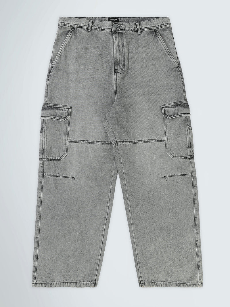 Jean Cargo Homme Gris Délavé à Coupe Baggy – Style Streetwear - JOG26G24000001TM1