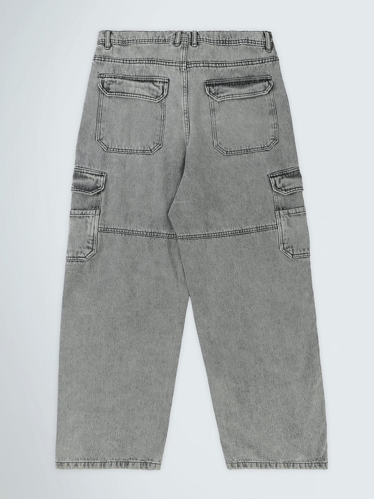 Jean Cargo Homme Gris Délavé à Coupe Baggy – Style Streetwear - JOG26G24000001TM1