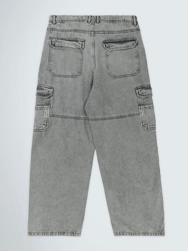 Jean Cargo Homme Gris Délavé à Coupe Baggy – Style Streetwear - JOG26G24000001TM1