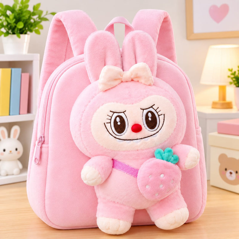 Sac à dos enfant Labubu en peluche-modèle  avec motif fraise