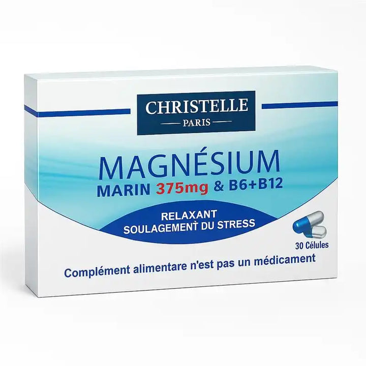 Magnésium marin 375 mg + B6 + B12 – Capsules fatigue et stress