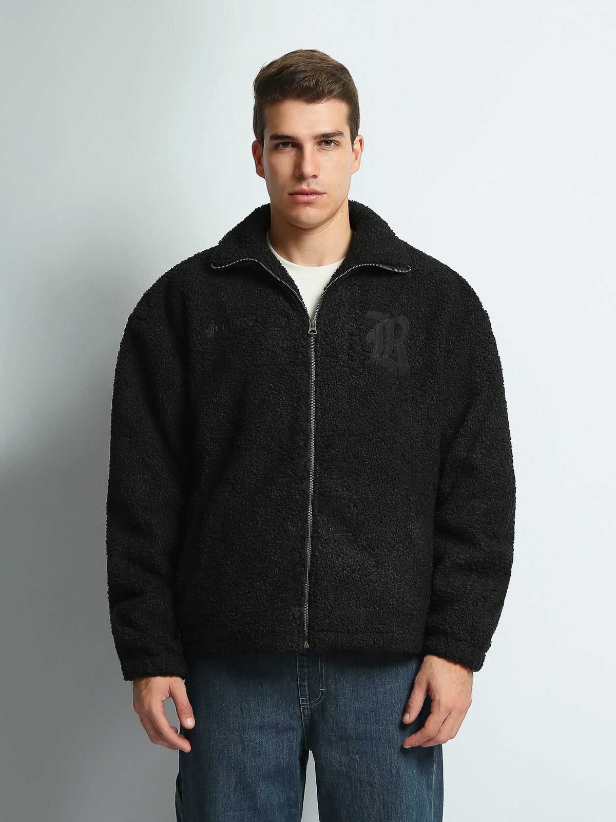 Veste Homme en Polaire Sherpa Zippée avec Broderie – Style Casual - OSH26WEST19191TM1