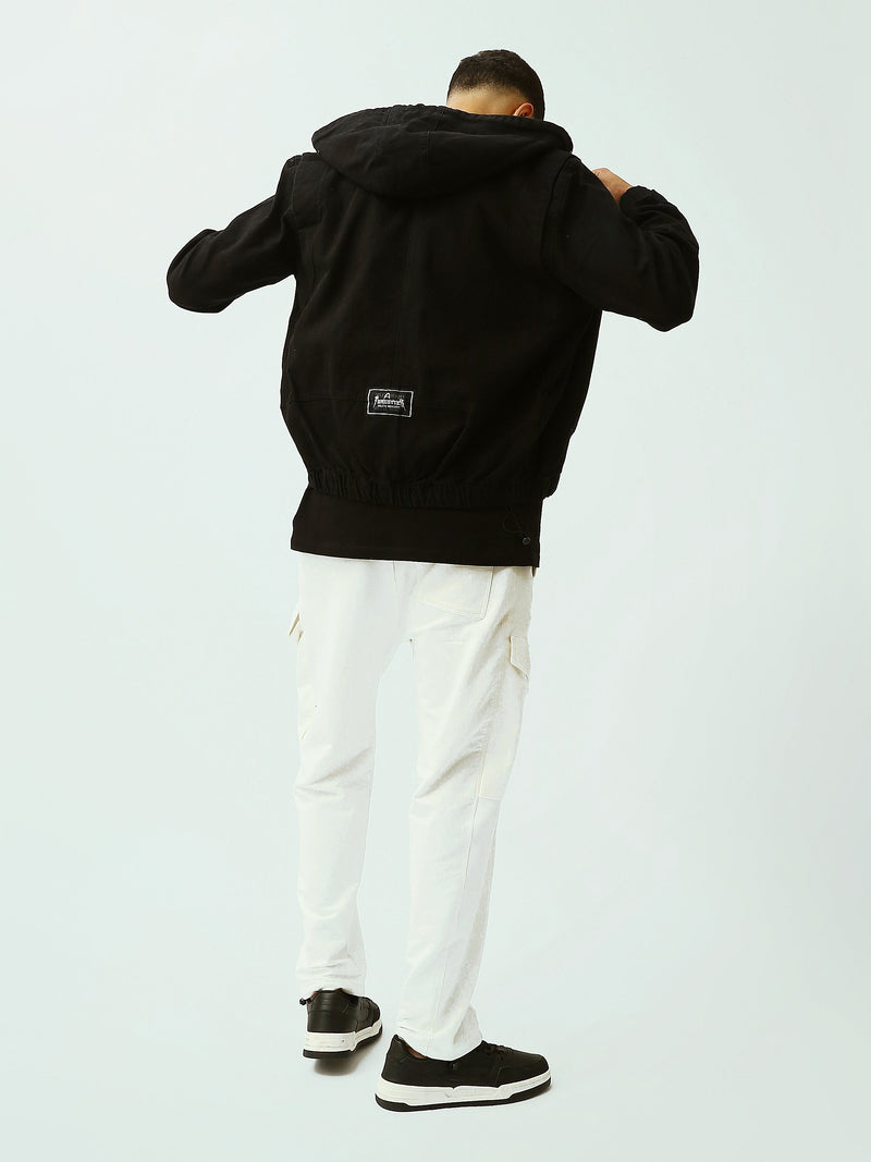 Veste Homme Noire à Capuche Zippée – Style Casual et Moderne - OSH26WJDD19195TM1