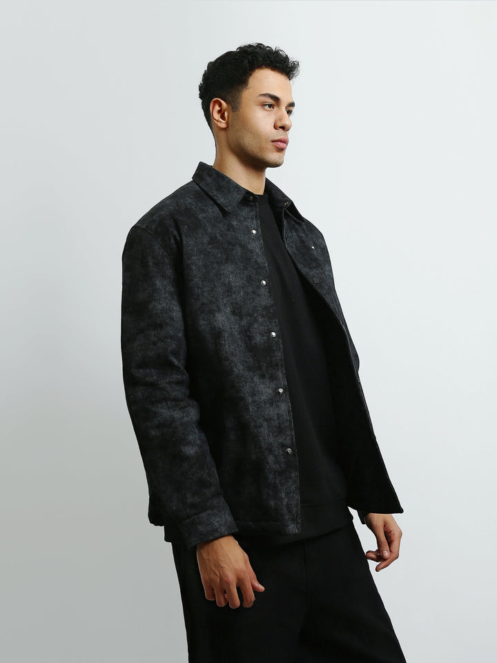 Surchemise Homme à Effet Délavé et Boutons-Pression – Style Casual - OSH26WTGR19176TM1