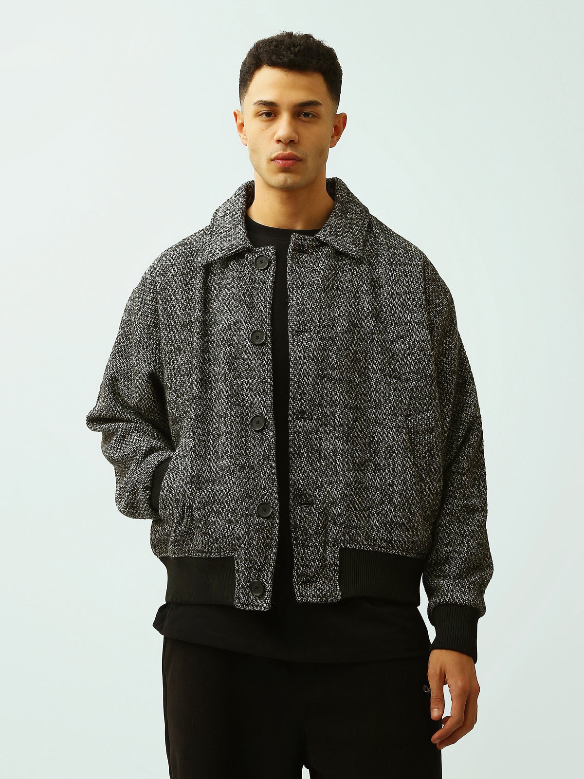Blouson Homme Court Texturé à Boutons – Style Casual Chic - OSH26WXLR19179TM1