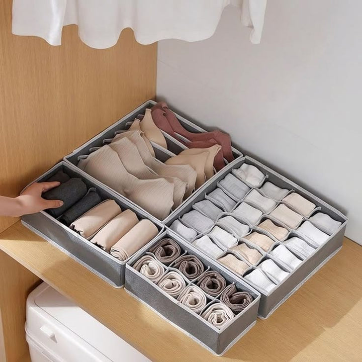 Pack de 4 Organisateurs de Tiroirs Modulables – Rangement Sous-vêtements & Accessoires