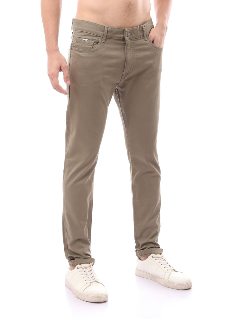 بنطال رجالي بقصة Slim Fit وتصميم 5 جيوب عصري - PAN22GFGA23557TM1