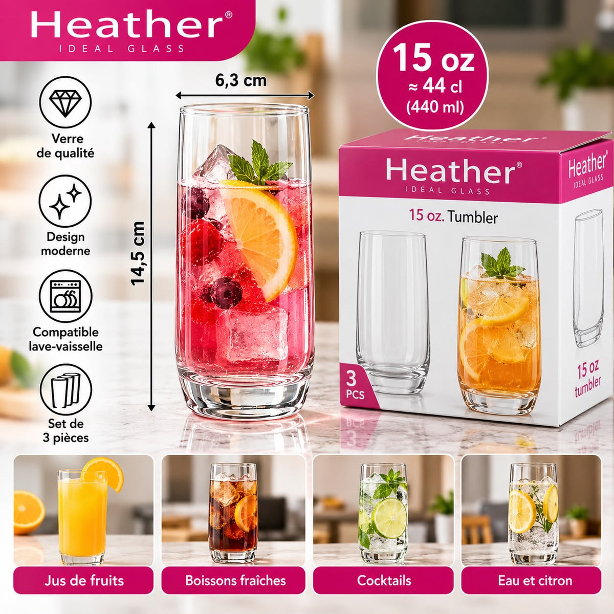 6 VERRE A JUS HEATHER 440ML