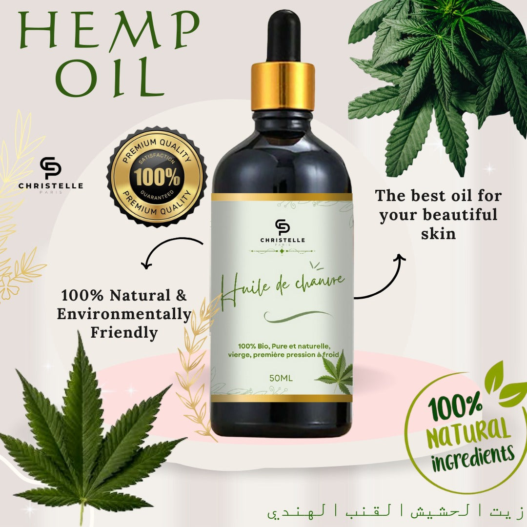 زيت القنب العضوي الطبيعي 100% للعناية بالشعر والبشرة 50 مل