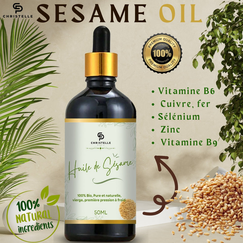 زيت السمسم العضوي الطبيعي 100% للعناية بالشعر والبشرة 50 مل
