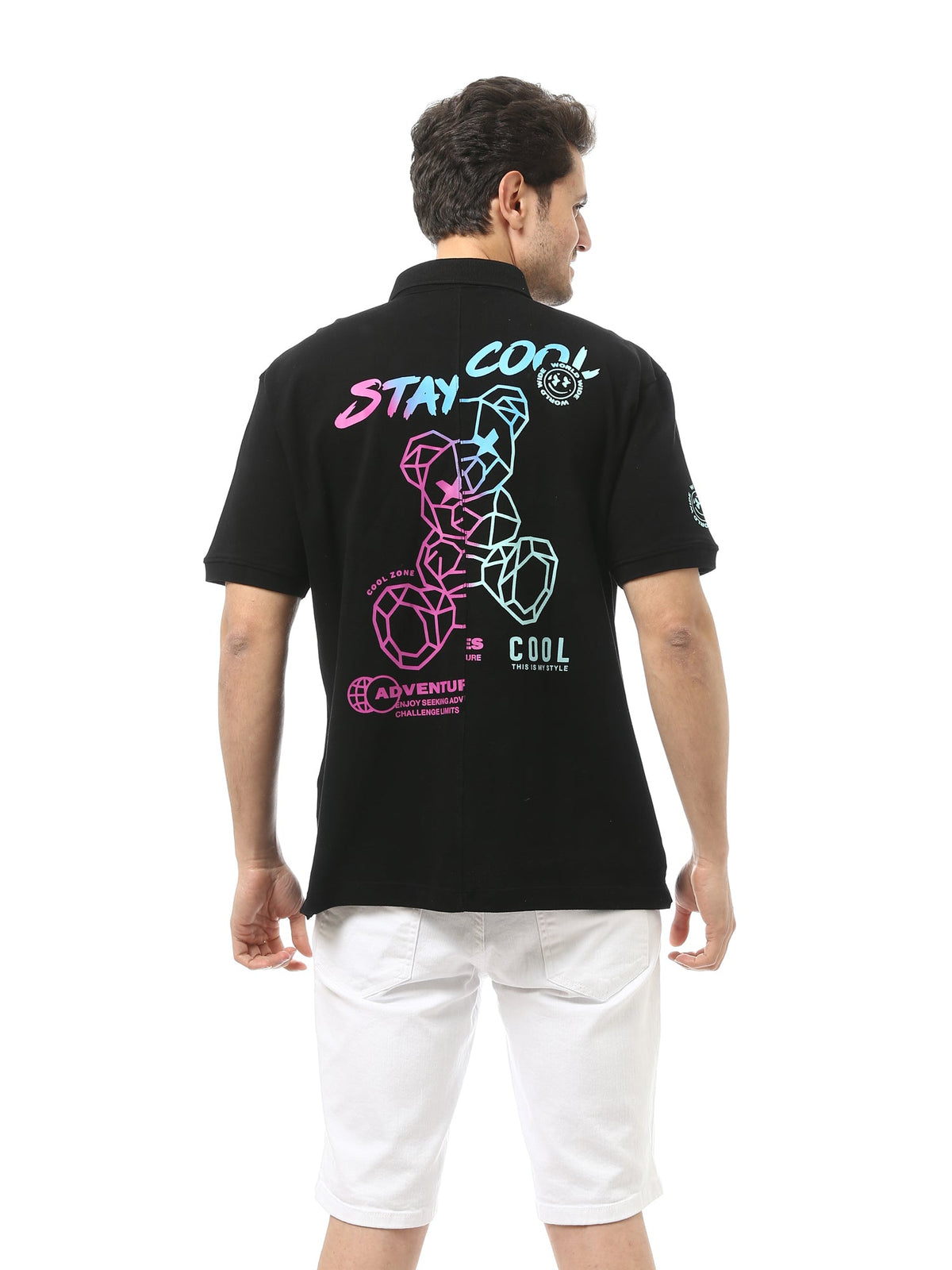 Polo pour homme noir avec un motif distinctif - POS24SPPR21839TM1