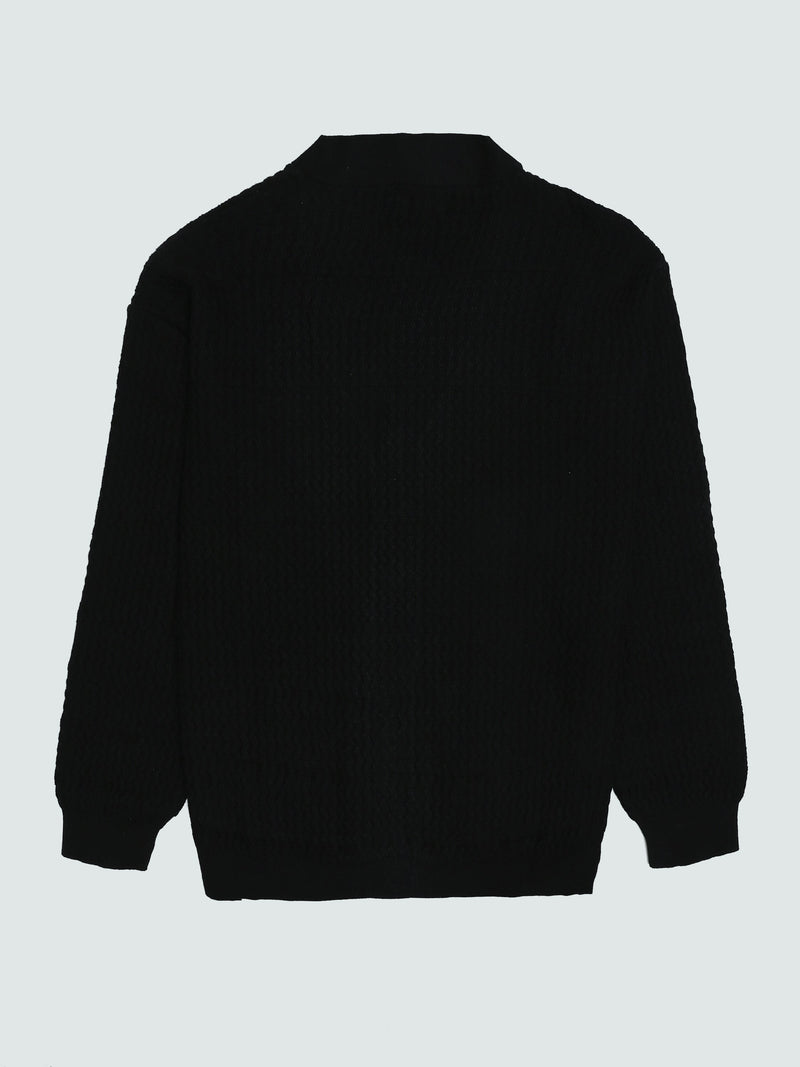 Cardigan Homme en Maille Texturée à Col V et Boutons - PUL26WCPB27916TM1