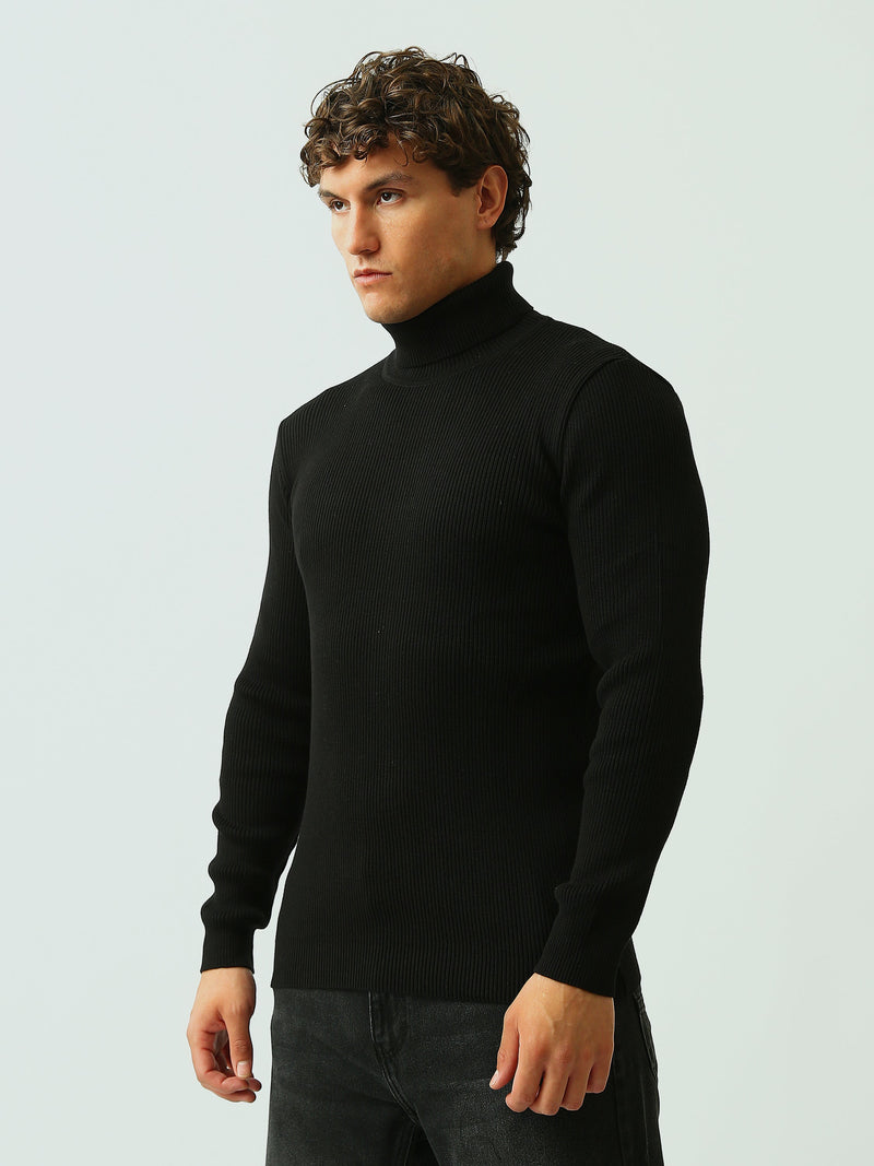 Pull Homme à Col Roulé en Maille Côtelée – Style Élégant - PUL26WPPH27933TM1