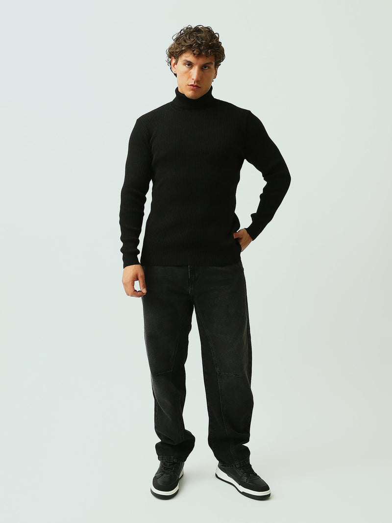 Pull Homme à Col Roulé en Maille Côtelée – Style Élégant - PUL26WPPH27933TM1