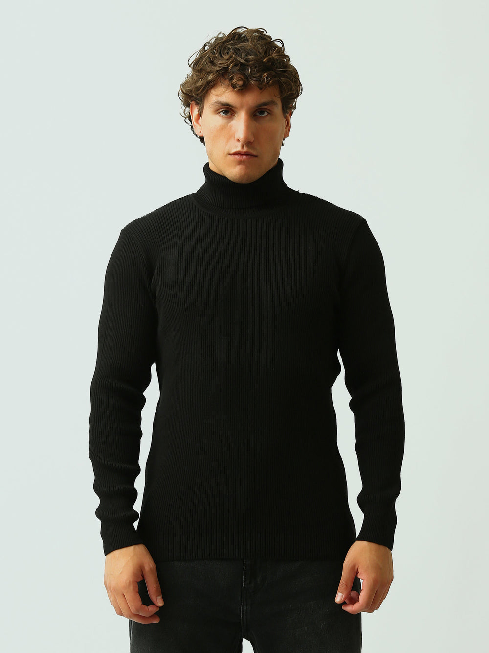 Pull Homme à Col Roulé en Maille Côtelée – Style Élégant - PUL26WPPH27933TM1