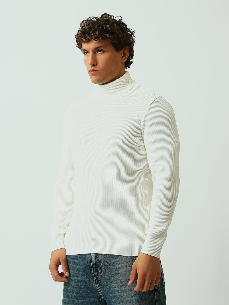Pull Homme à Col Roulé en Maille Côtelée – Style Élégant - PUL26WPPH27933TM1