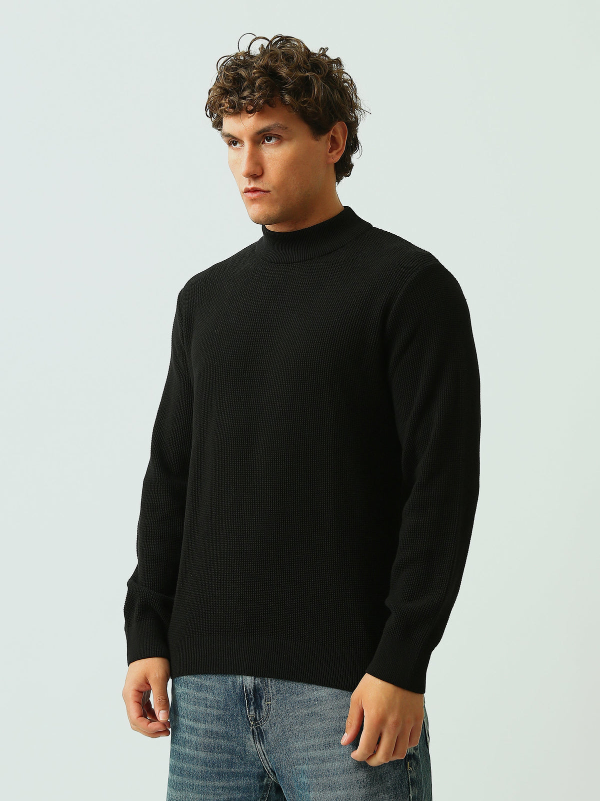 Pull Homme en Maille Texturée à Col Montant – Style Casual Chic - PUL26WPPH27935TM1