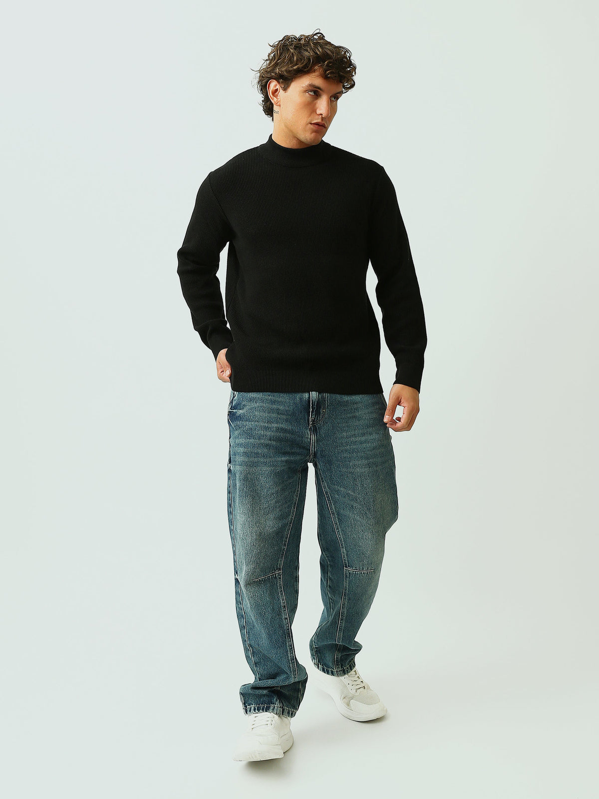 Pull Homme en Maille Texturée à Col Montant – Style Casual Chic - PUL26WPPH27935TM1