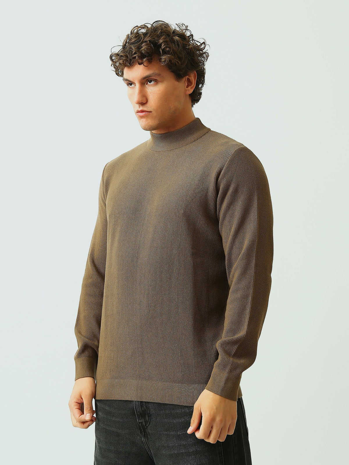Pull Homme en Maille Texturée à Col Montant – Style Casual Chic - PUL26WPPH27935TM1