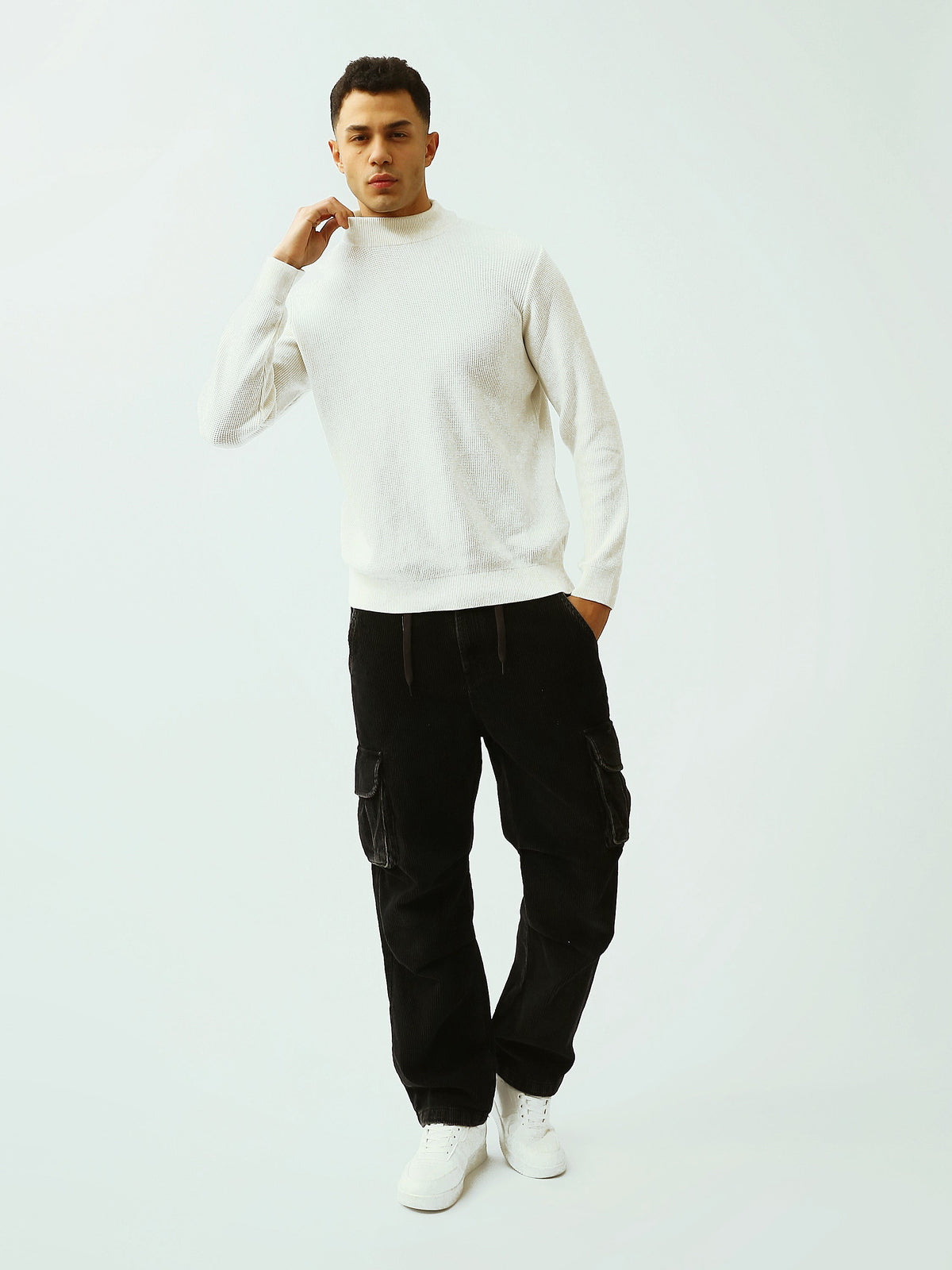 Pull Homme en Maille Texturée à Col Montant – Style Casual Chic - PUL26WPPH27935TM1