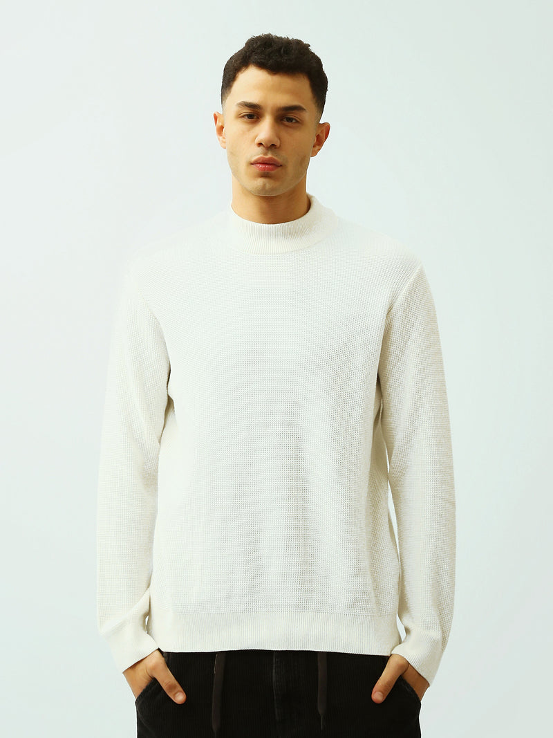 Pull Homme en Maille Texturée à Col Montant – Style Casual Chic - PUL26WPPH27935TM1