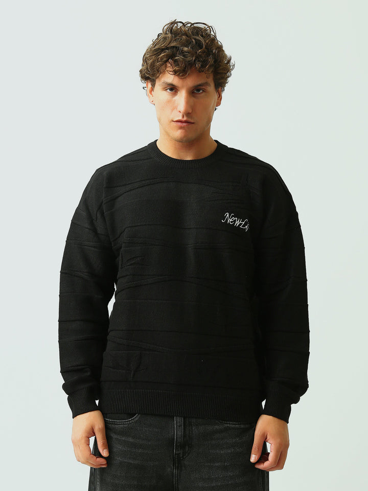 Pull Homme en Maille Texturée à Rayures en Relief et Col Rond - PUL26WPPR27907TM1