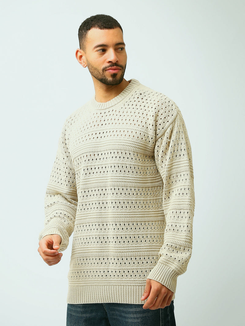 Pull Homme en Maille Ajourée à Col Rond – Style Casual Chic - PUL26WPPR27952TM1